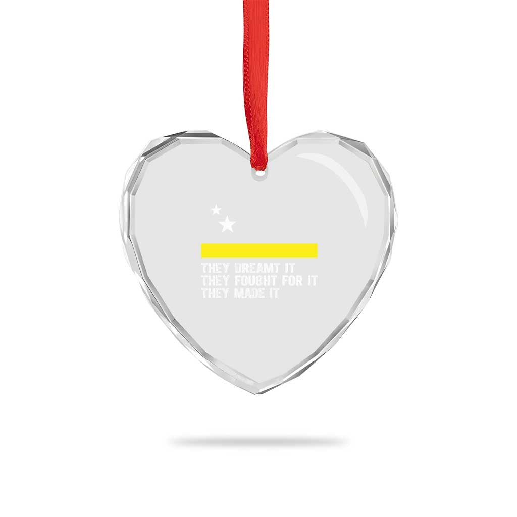 Curaçao Flag History Pride Heart Crystal Glass Ornament They Dreamt Fought Made It