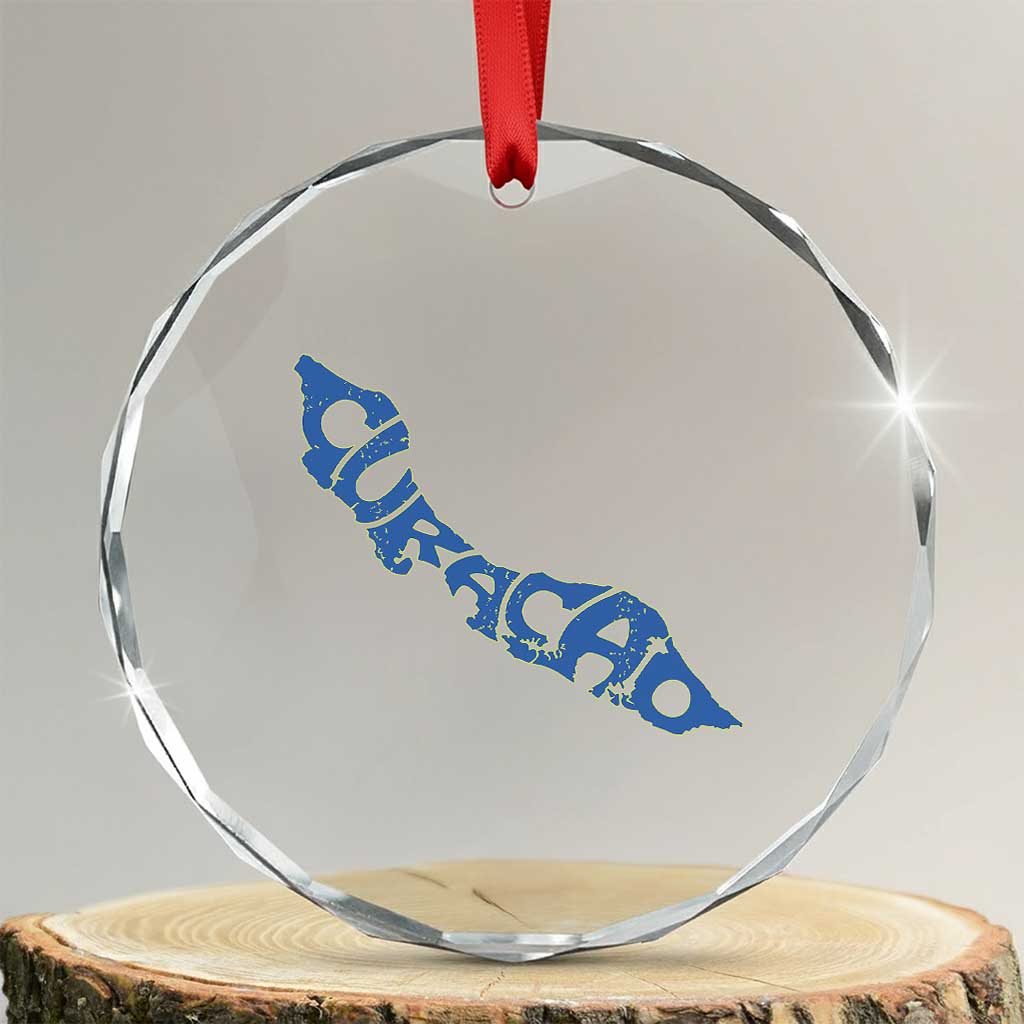Curacao Flag Map Pride Crystal Glass Ornament Proud Curacaoan Heritage Gift TS12 Transparent Glass 3'' Circle Print Your Wear