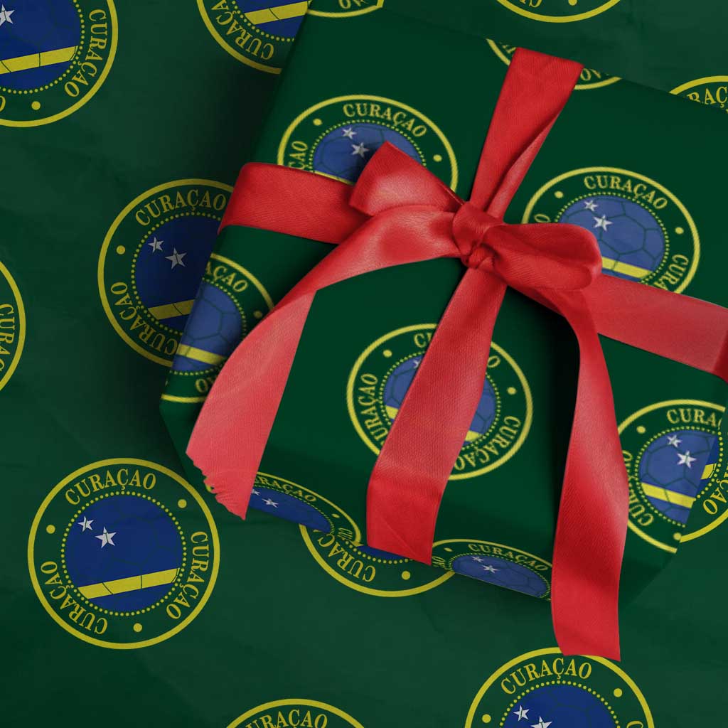 Curaçao Football Pride Circular Crest Vintage Wrapping Paper Roll Curacao Flag Soccer Fans Graphic