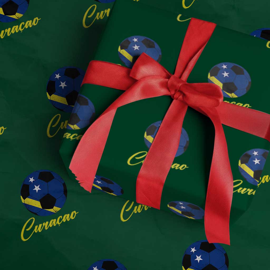 Curaçao Soccer Fans Distressed Flag Wrapping Paper Roll Football Heritage Pride Support TS02 Green Print Your Wear