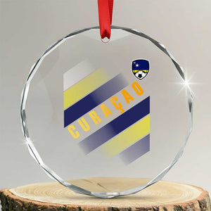 Curaçao Soccer Flag Stripe Jersey Style Crystal Glass Ornament Football Fans Pride Support