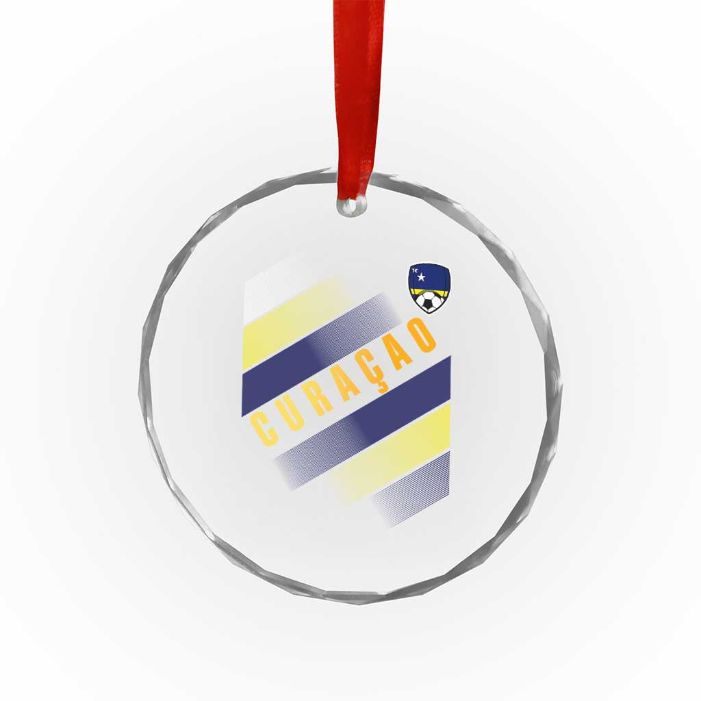 Curaçao Soccer Flag Stripe Jersey Style Crystal Glass Ornament Football Fans Pride Support