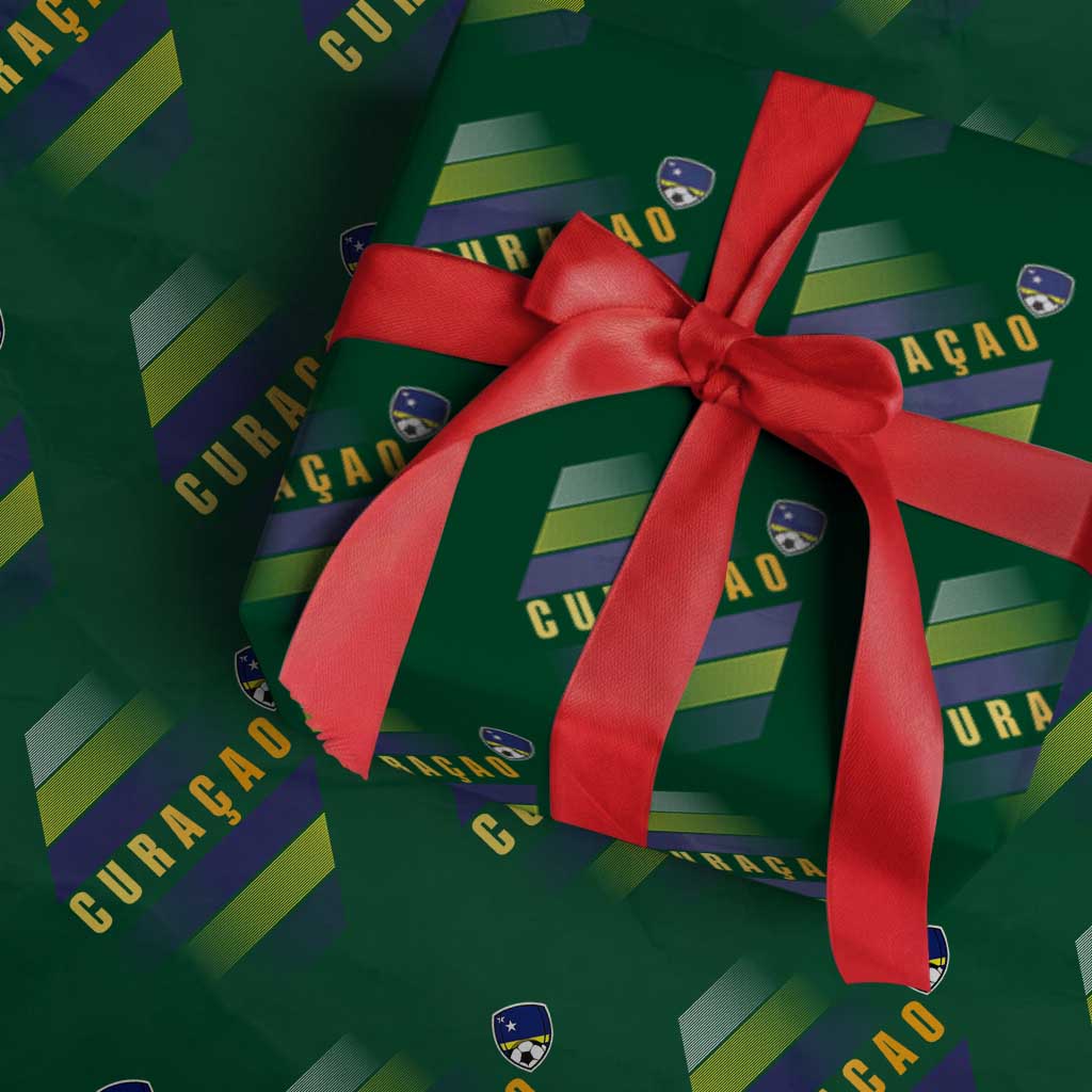 Curaçao Soccer Flag Stripe Jersey Style Wrapping Paper Roll Football Fans Pride Support
