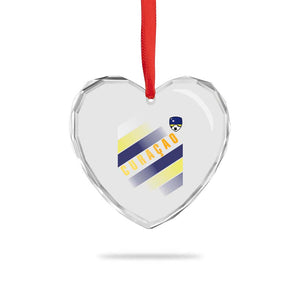Curaçao Soccer Flag Stripe Jersey Style Heart Crystal Glass Ornament Football Fans Pride Support