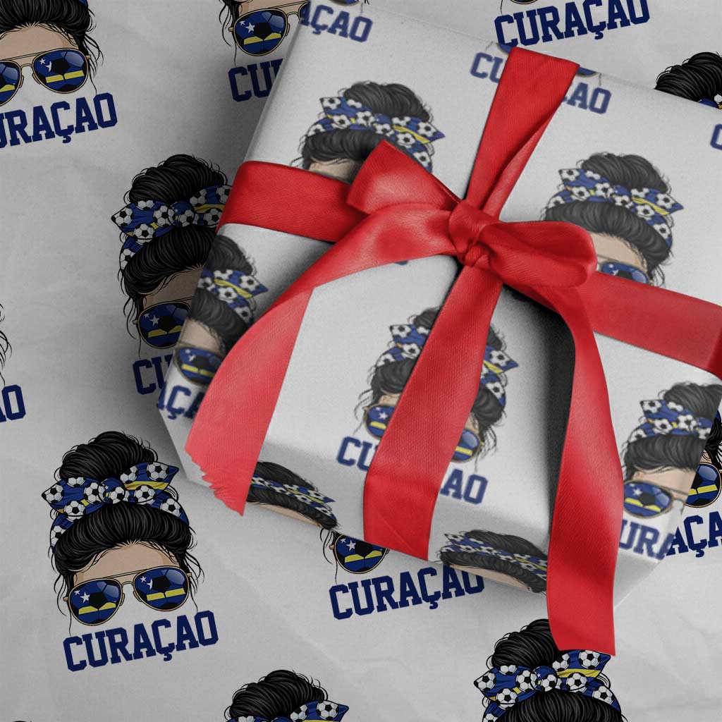 Curacao Soccer Messy Bun Girl Wrapping Paper Roll Proud Curacaoan Heritage Gift TS12 White Print Your Wear