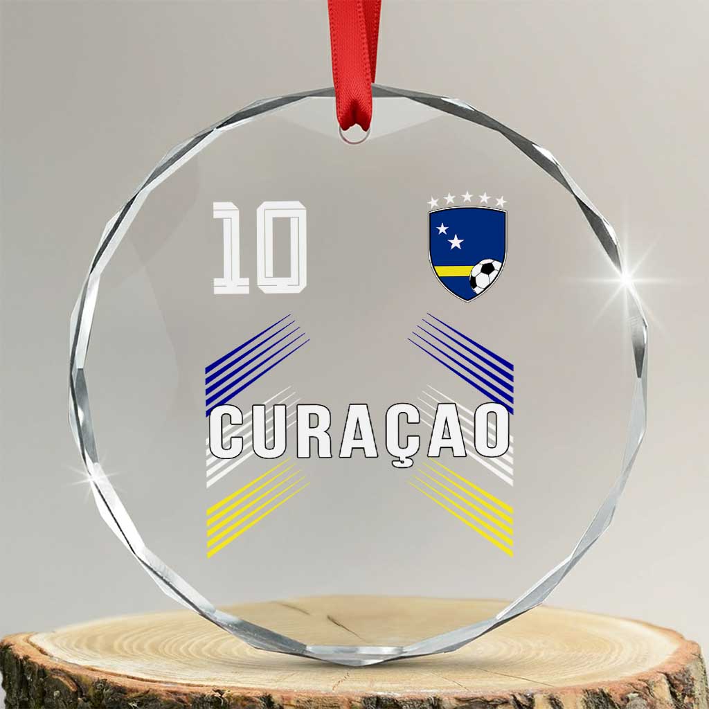 Curacao Soccer Sports Graphic Number 10 Jersey Style Crystal Glass Ornament Proud Curaçaoans Football Fans Game Day Pride TS02 Transparent Glass 3'' Circle Print Your Wear