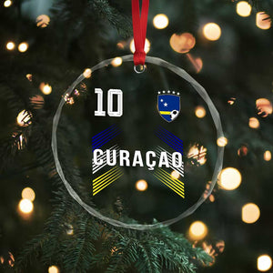 Curacao Soccer Sports Graphic Number 10 Jersey Style Crystal Glass Ornament Proud Curaçaoans Football Fans Game Day Pride