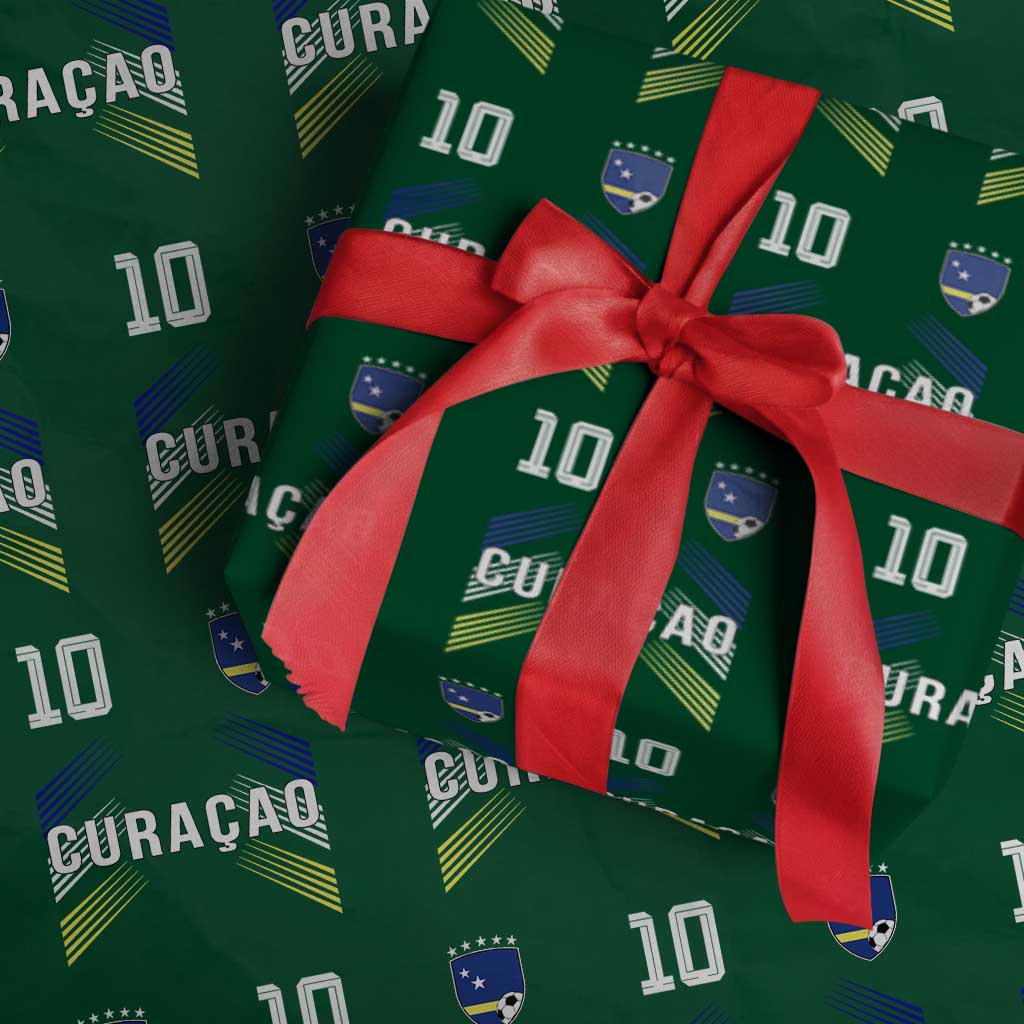 Curacao Soccer Sports Graphic Number 10 Jersey Style Wrapping Paper Roll Proud Curaçaoans Football Fans Game Day Pride TS02 Green Print Your Wear