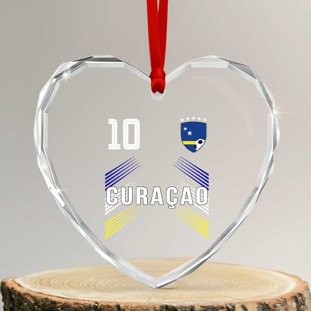 Curacao Soccer Sports Graphic Number 10 Jersey Style Heart Crystal Glass Ornament Proud Curaçaoans Football Fans Game Day Pride TS02 Transparent Glass 3'' Heart Print Your Wear