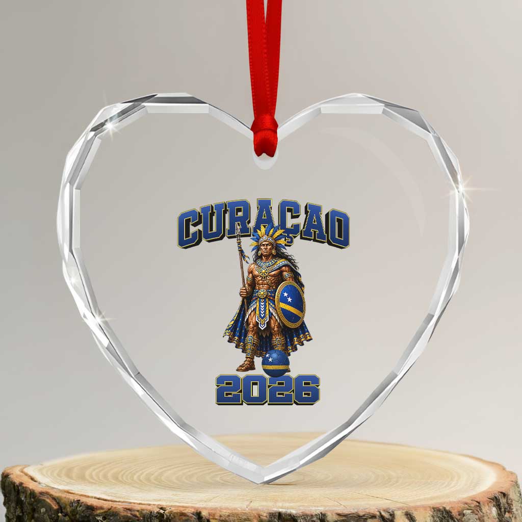 Curacao Warrior Football Fan Heart Crystal Glass Ornament Proud Island Game Day Gift