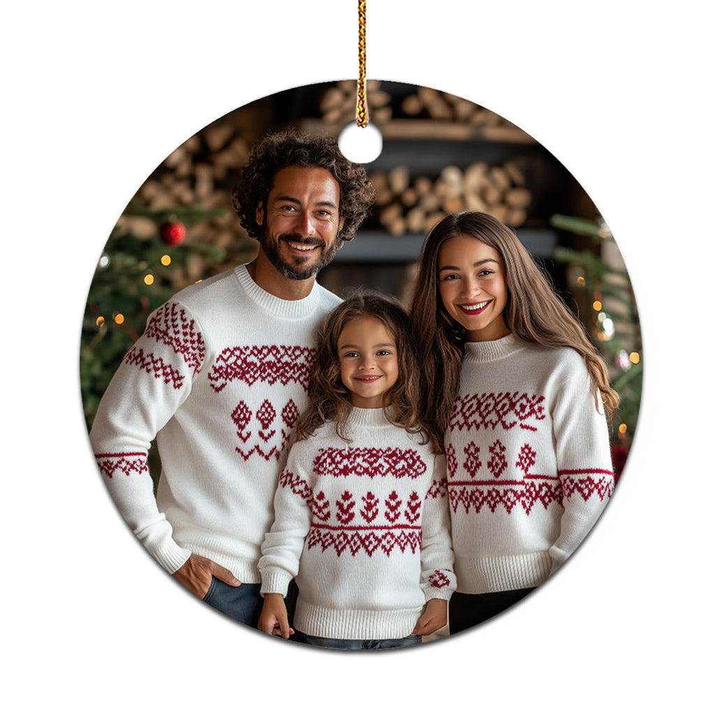 Personalized Photo Christmas Ornament Custom Ceramic Holiday Keepsake CTM02 Circle Ornament Custom - Printyourwear