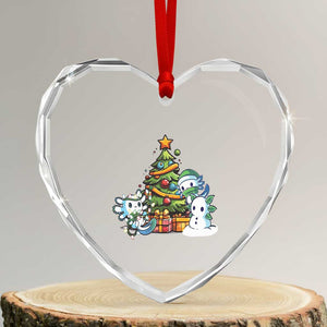 Cute Axolotl Xmas Tree Heart Crystal Glass Ornament TS09 Transparent Glass 3'' Heart Print Your Wear