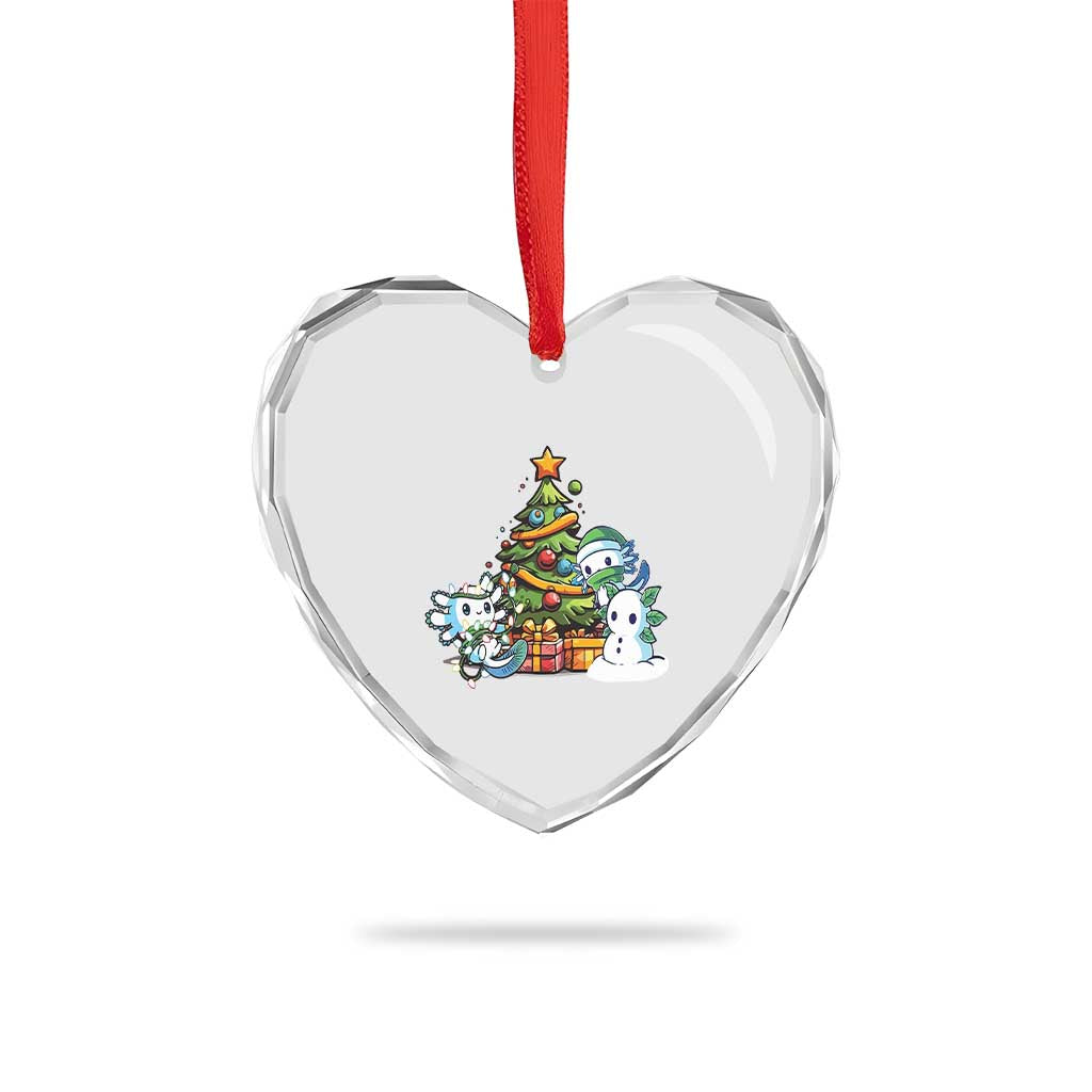 Cute Axolotl Xmas Tree Heart Crystal Glass Ornament TS09 Print Your Wear
