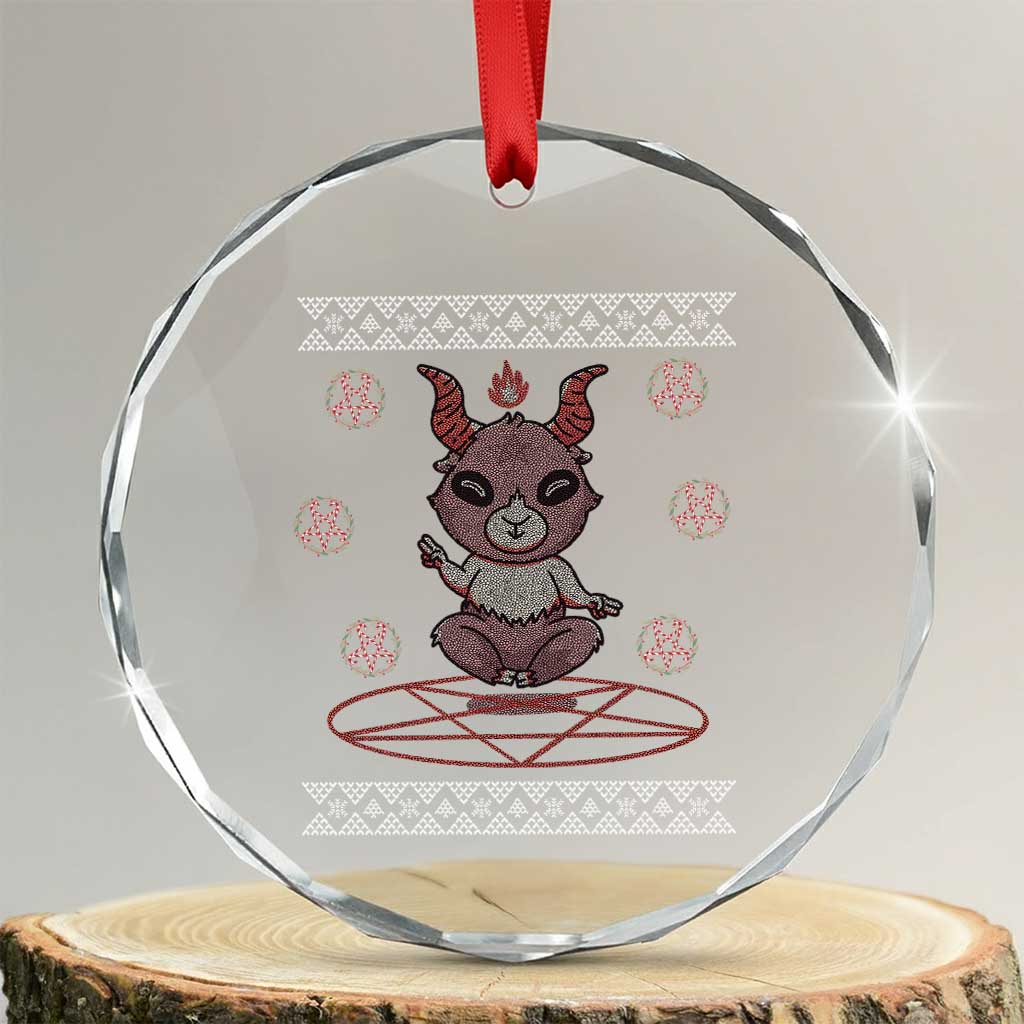 Cute Baby Baphomet Crystal Glass Ornament Ugly Christmas Sweater Occult Gift TS02 Transparent Glass 3'' Circle Print Your Wear