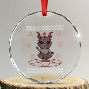 Cute Baby Baphomet Crystal Glass Ornament Ugly Christmas Sweater Occult Gift TS02 Transparent Glass 3'' Circle Print Your Wear