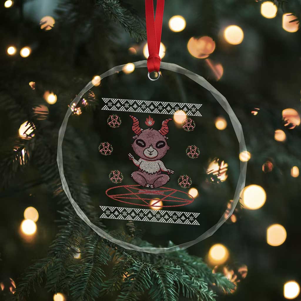 Cute Baby Baphomet Crystal Glass Ornament Ugly Christmas Sweater Occult Gift TS02 Print Your Wear