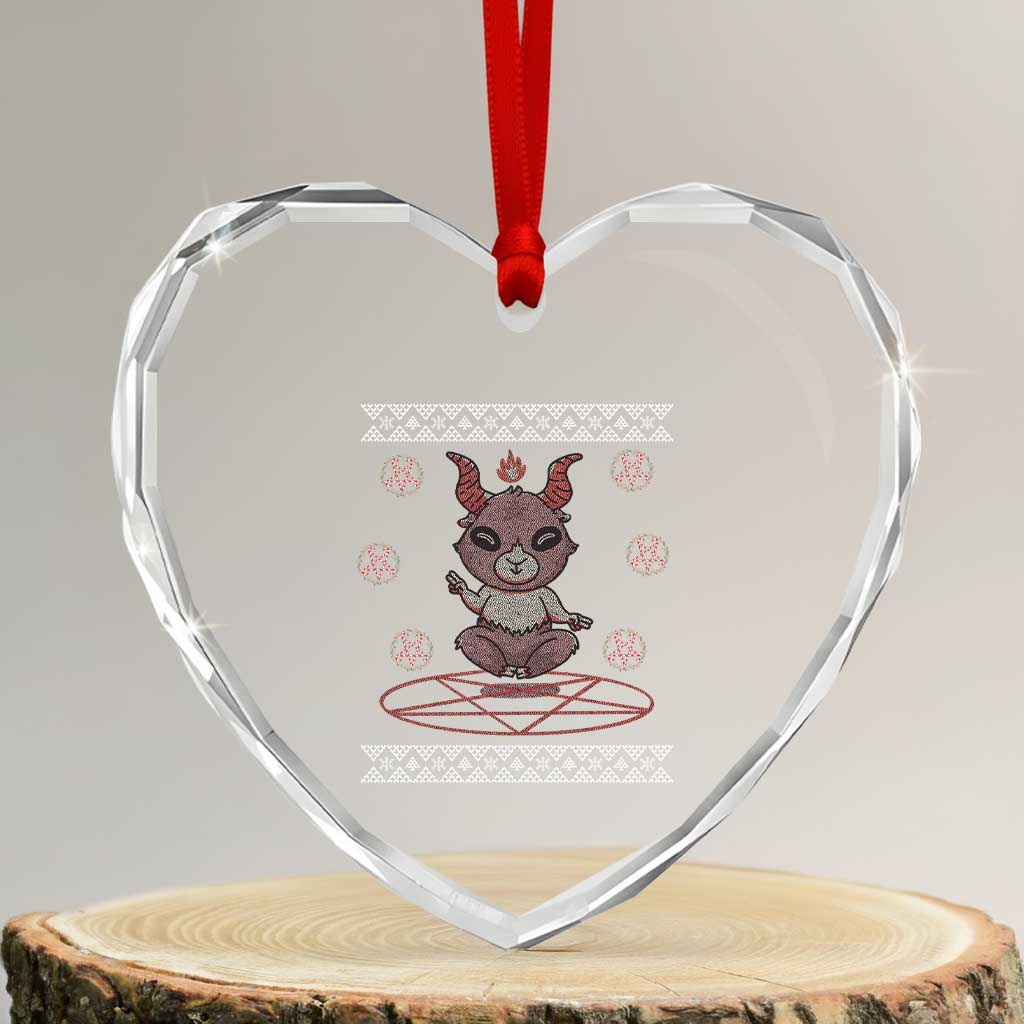 Cute Baby Baphomet Heart Crystal Glass Ornament Ugly Christmas Sweater Occult Gift TS02 Transparent Glass 3'' Heart Print Your Wear
