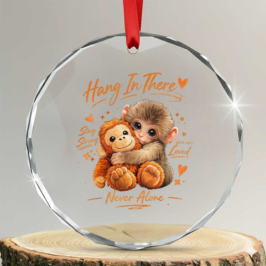 Cute Baby Monkey Punch Crystal Glass Ornament Adorable Emotional Graphic Little Punch TS10 Transparent Glass 3'' Circle Print Your Wear