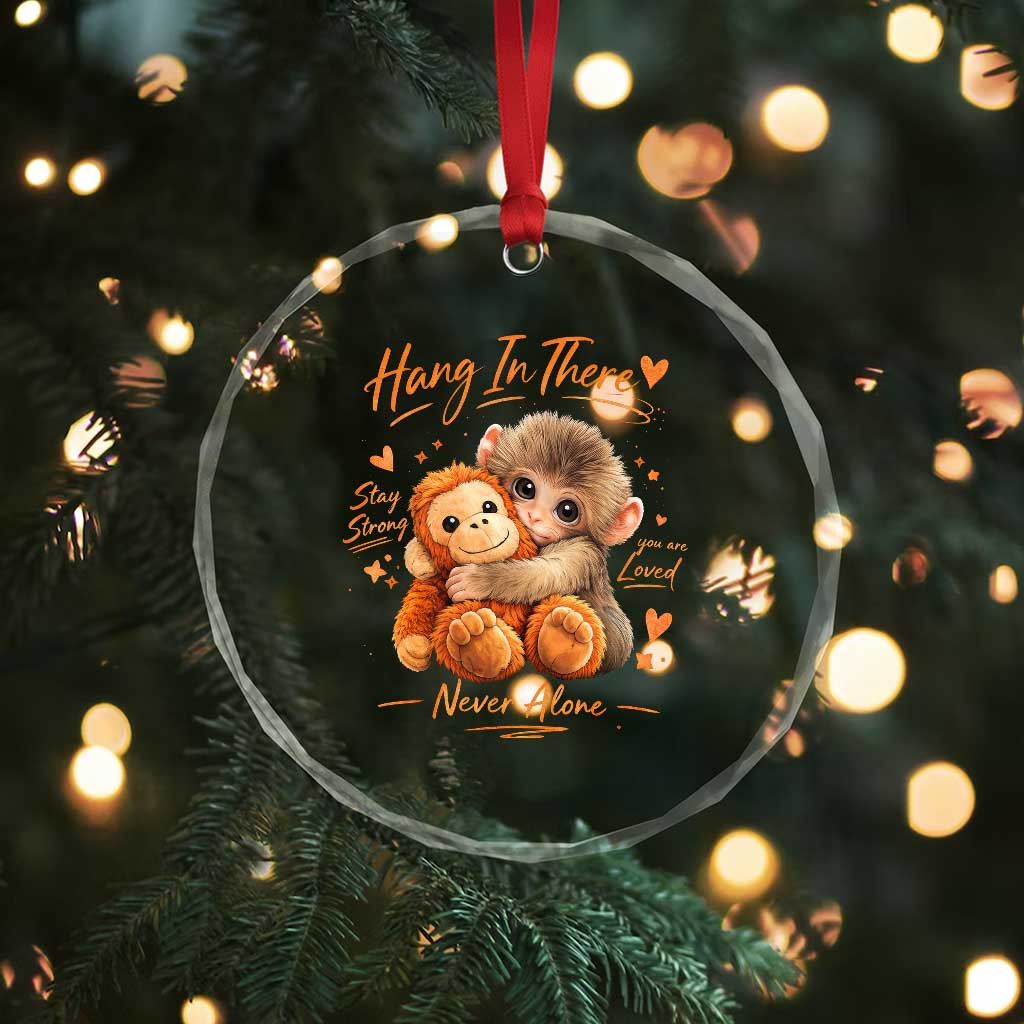 Cute Baby Monkey Punch Crystal Glass Ornament Adorable Emotional Graphic Little Punch TS10 Print Your Wear