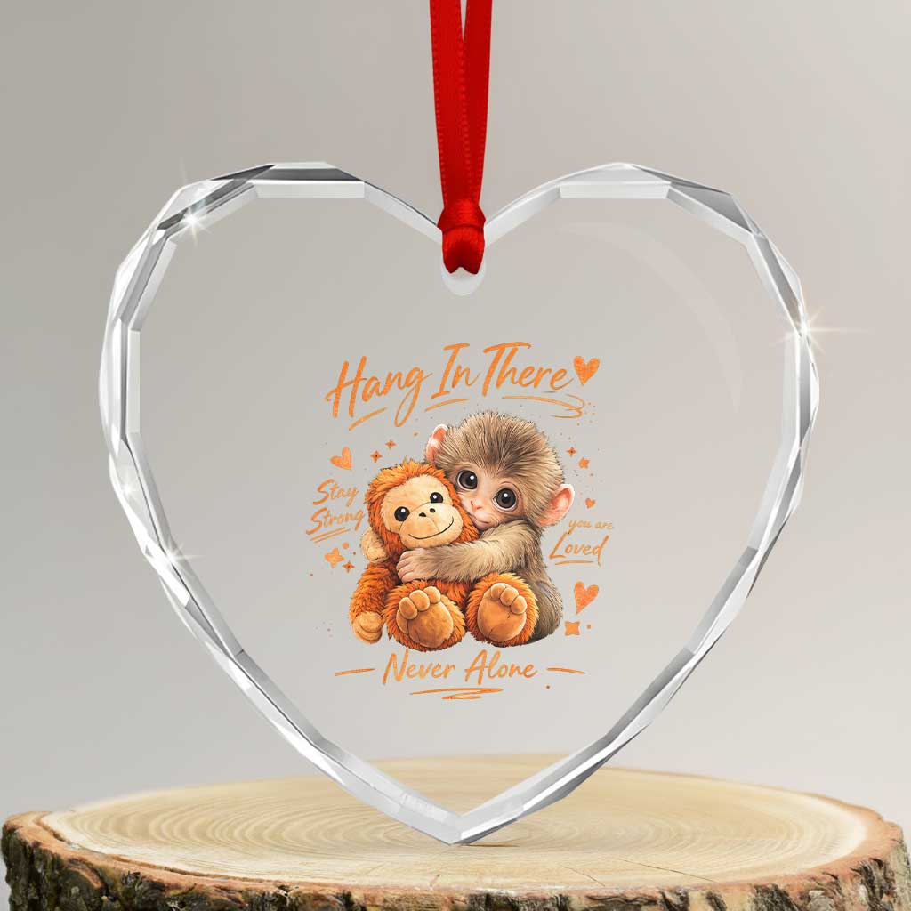 Cute Baby Monkey Punch Heart Crystal Glass Ornament Adorable Emotional Graphic Little Punch TS10 Transparent Glass 3'' Heart Print Your Wear