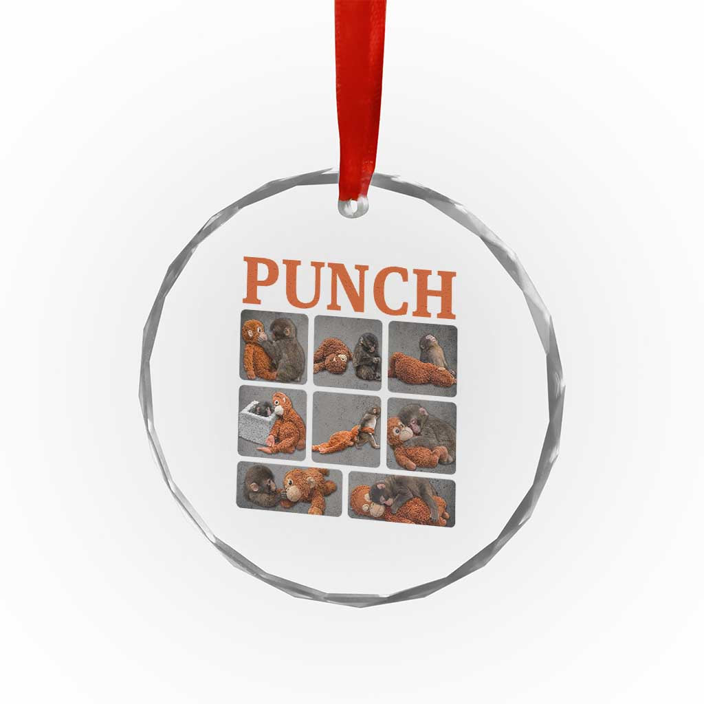 Cute Baby Monkey Punch with Plush Toy Graphic Crystal Glass Ornament TS02 Print Your Wear