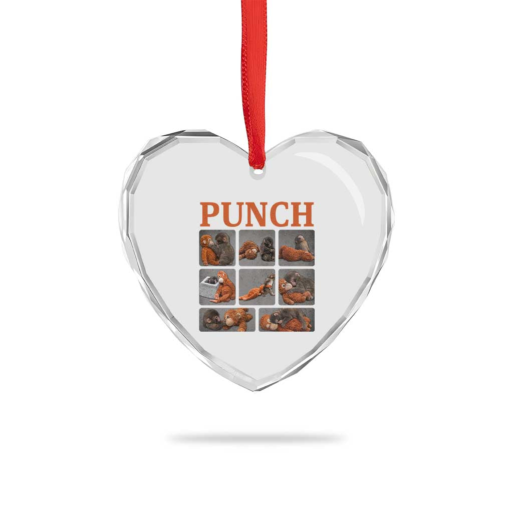 Cute Baby Monkey Punch with Plush Toy Graphic Heart Crystal Glass Ornament TS02 Print Your Wear