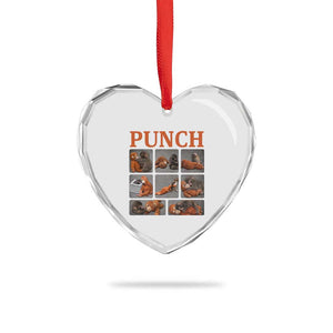 Cute Baby Monkey Punch with Plush Toy Graphic Heart Crystal Glass Ornament TS02 Print Your Wear
