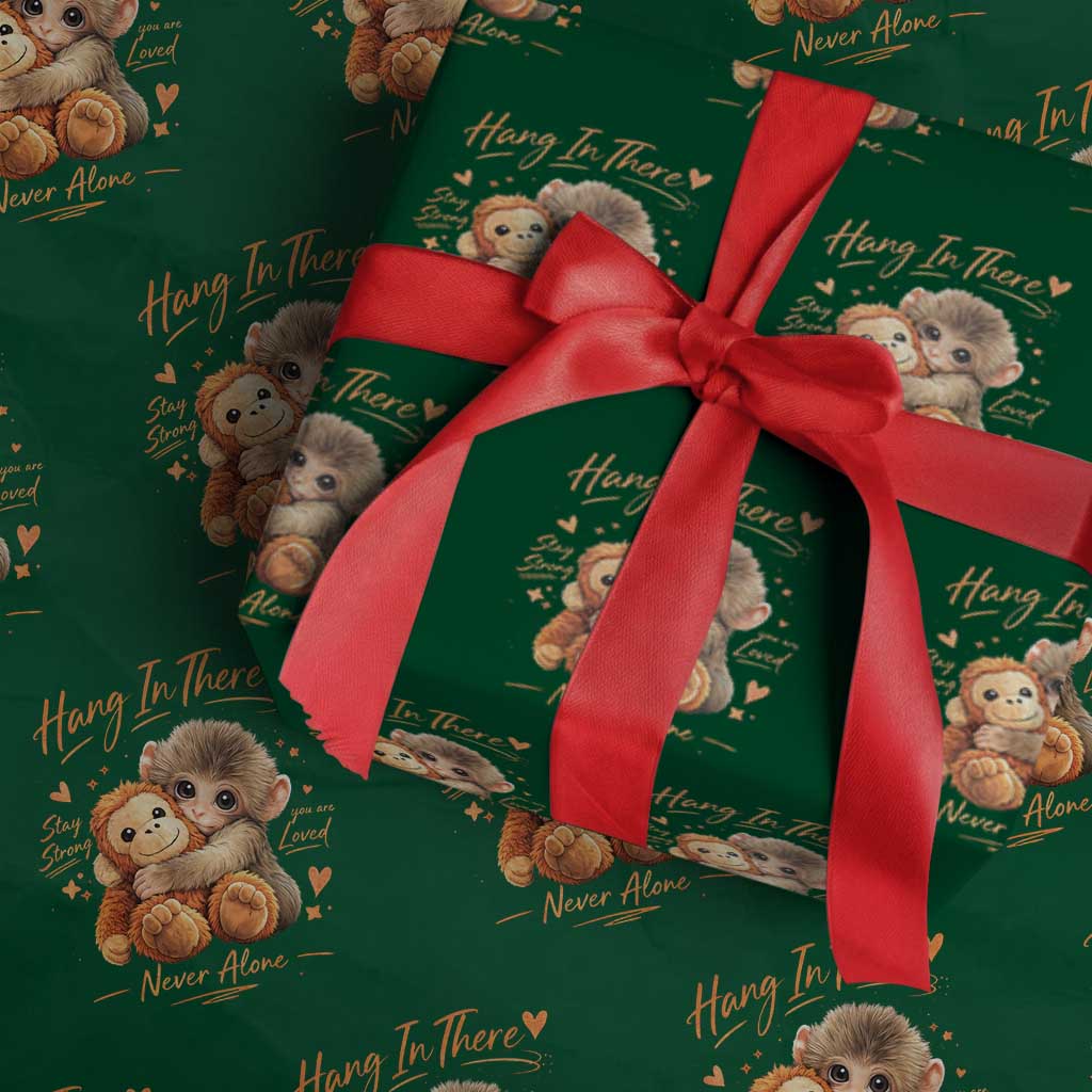 Cute Baby Monkey Punch Wrapping Paper Roll Adorable Emotional Graphic Little Punch TS10 Green Print Your Wear