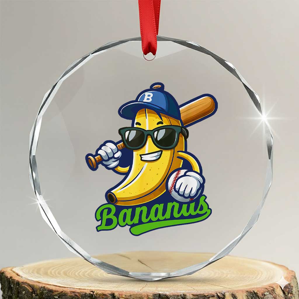 Cute Banana Graphics Crystal Glass Ornament Funny Sports Baseball Lover TS02 Transparent Glass 3'' Circle Print Your Wear