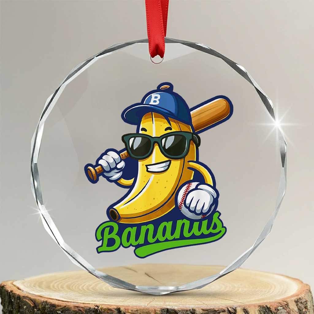 Cute Banana Graphics Crystal Glass Ornament Funny Sports Baseball Lover TS02 Transparent Glass 3'' Circle Print Your Wear
