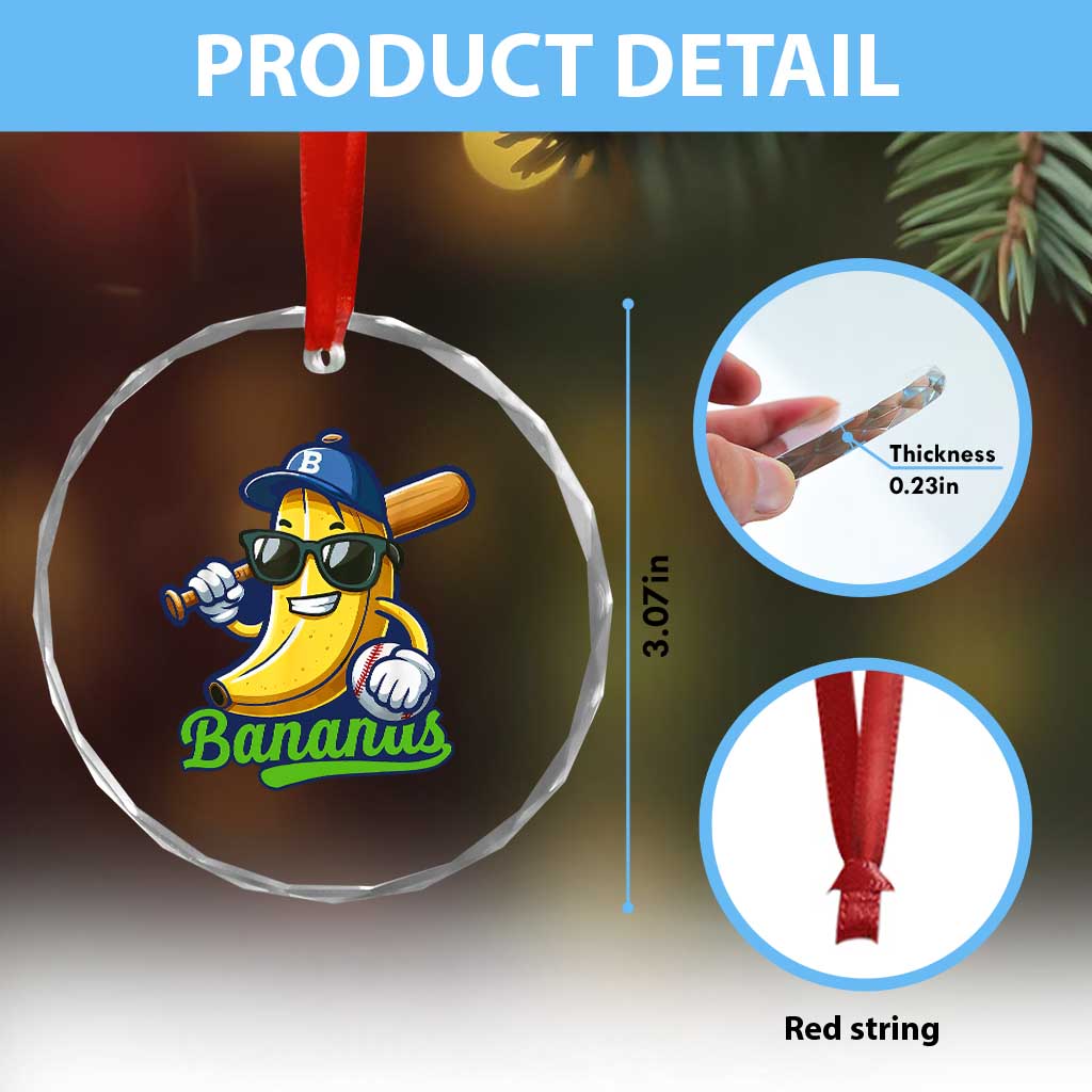 Cute Banana Graphics Crystal Glass Ornament Funny Sports Baseball Lover TS02 Print Your Wear