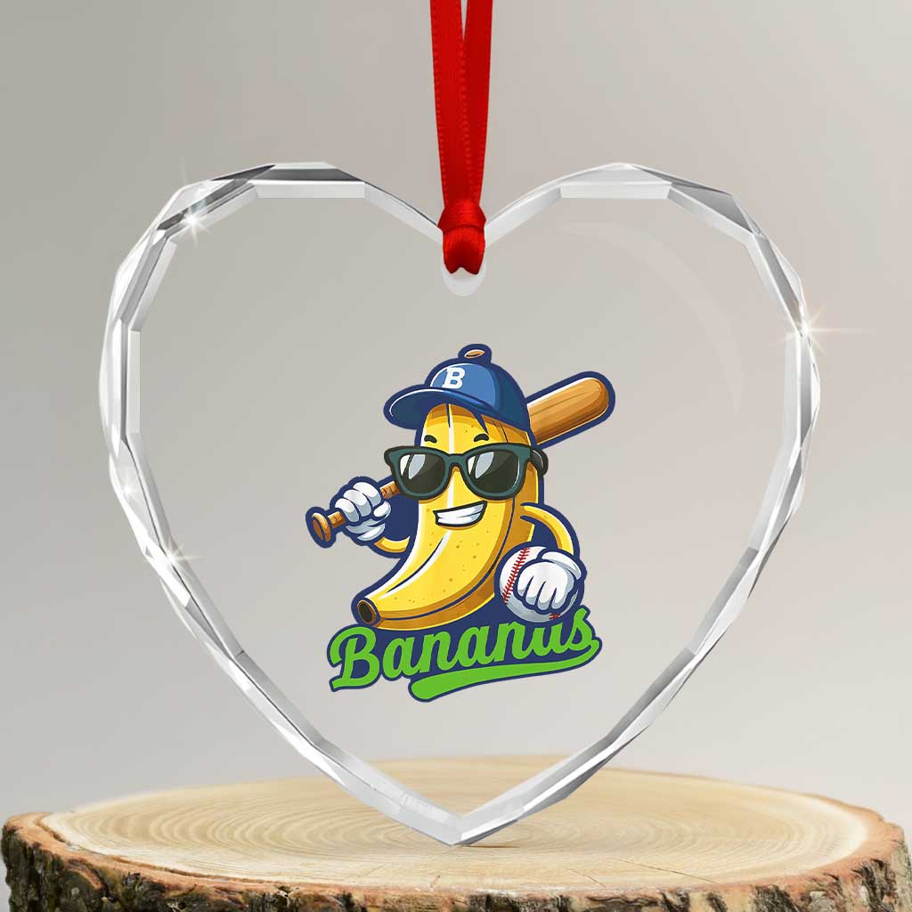 Cute Banana Graphics Heart Crystal Glass Ornament Funny Sports Baseball Lover TS02 Transparent Glass 3'' Heart Print Your Wear