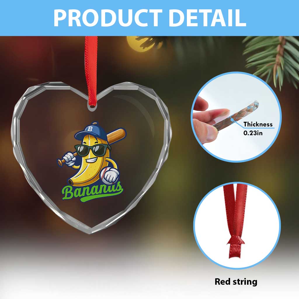 Cute Banana Graphics Heart Crystal Glass Ornament Funny Sports Baseball Lover TS02 Print Your Wear