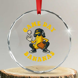 Cute Bananas Graphic Crystal Glass Ornament Game Day Cool Catcher Baseball Lover TS02 Transparent Glass 3'' Circle Print Your Wear