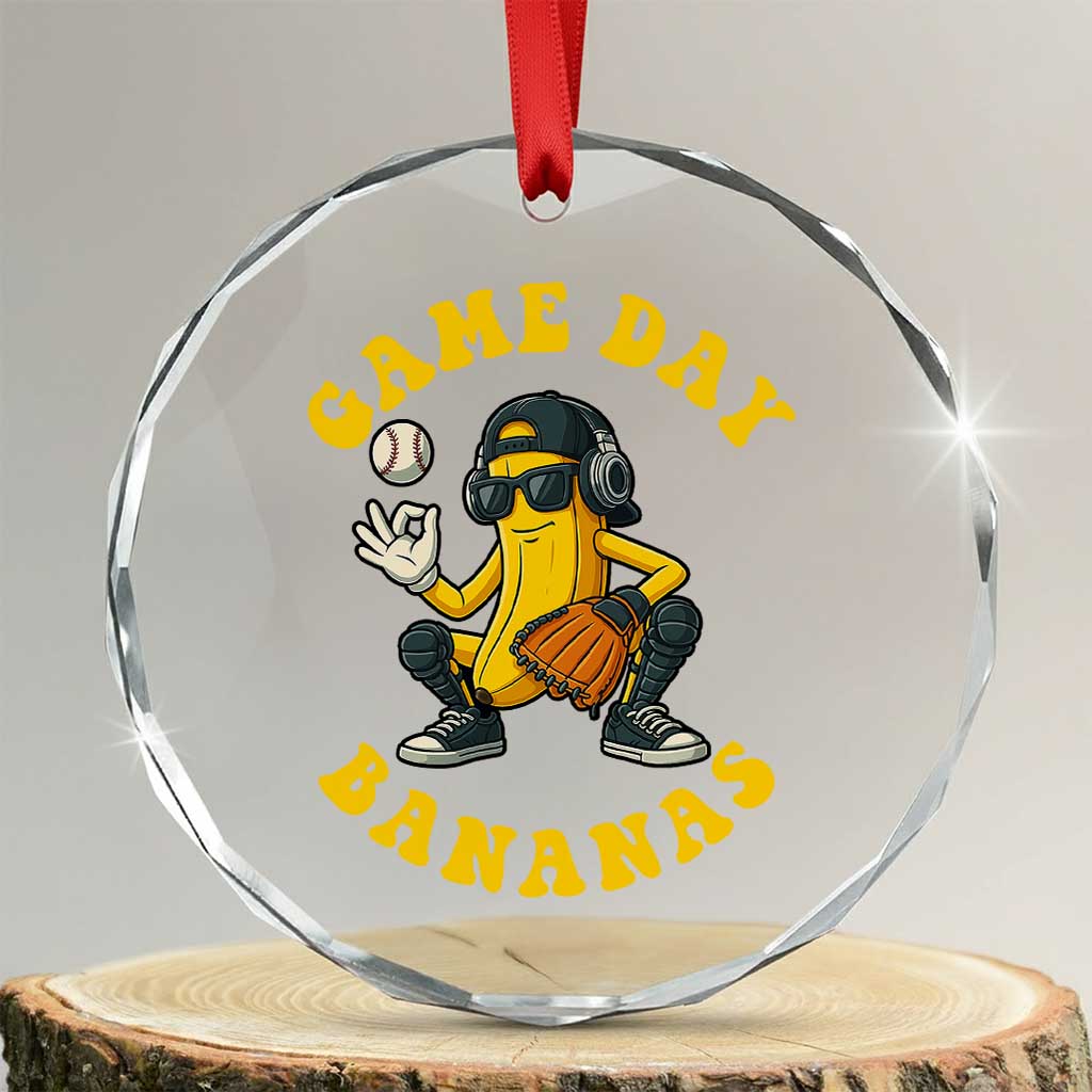 Cute Bananas Graphic Crystal Glass Ornament Game Day Cool Catcher Baseball Lover TS02 Transparent Glass 3'' Circle Print Your Wear