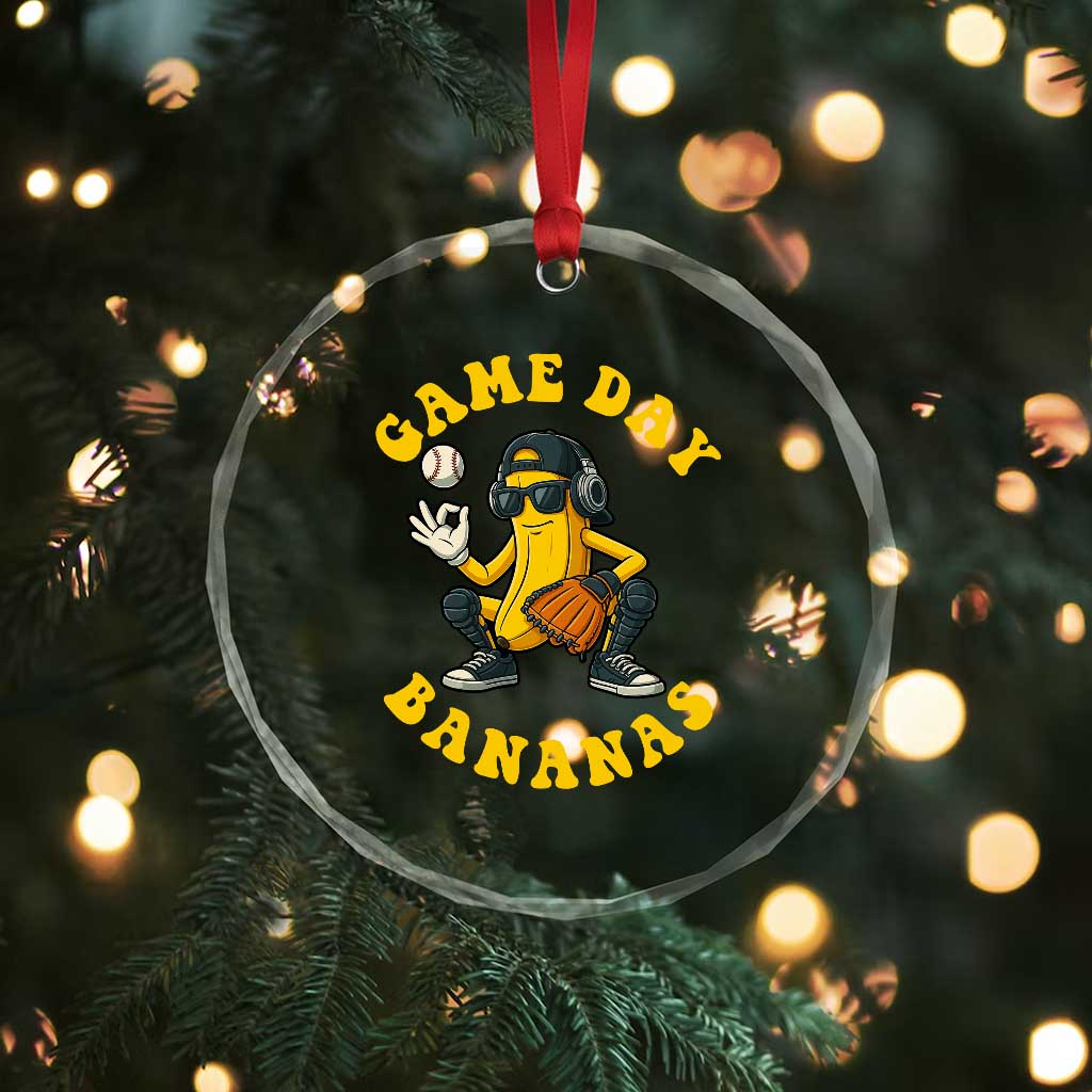 Cute Bananas Graphic Crystal Glass Ornament Game Day Cool Catcher Baseball Lover TS02 Print Your Wear