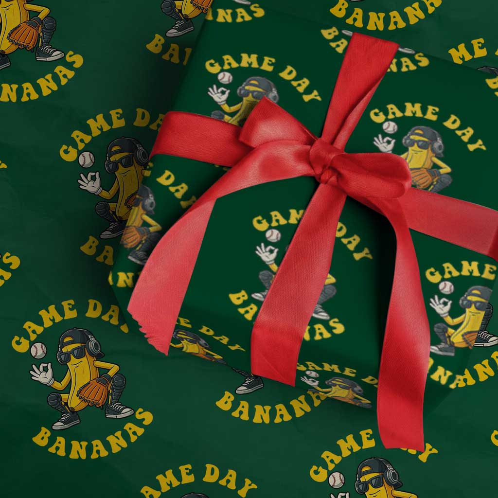 Cute Bananas Graphic Wrapping Paper Roll Game Day Cool Catcher Baseball Lover TS02 Green Print Your Wear