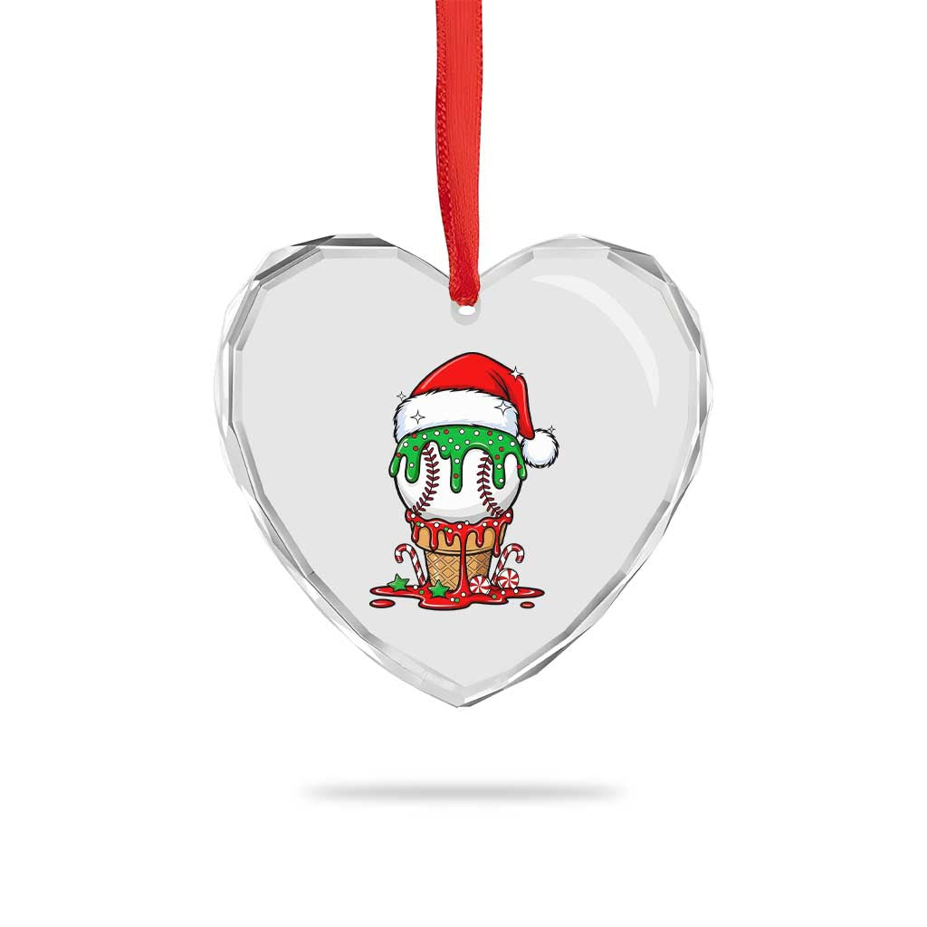 Cute Baseball Christmas Icecream Dripping Heart Crystal Glass Ornament Holiday Ice Cream Cone with Santa Hat TS02 Print Your Wear