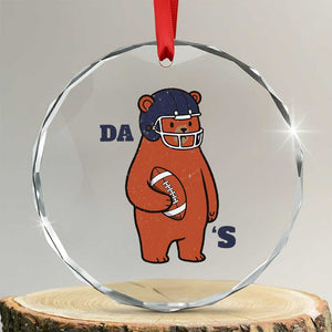 Cute Bear Holding Rugby Sport Fans Graphic Crystal Glass Ornament TS02 Transparent Glass 3'' Circle Print Your Wear