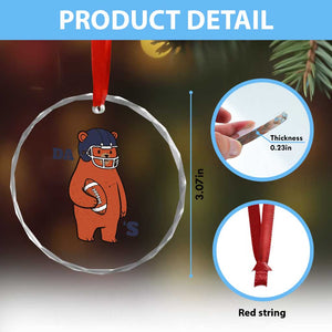Cute Bear Holding Rugby Sport Fans Graphic Crystal Glass Ornament TS02 Print Your Wear