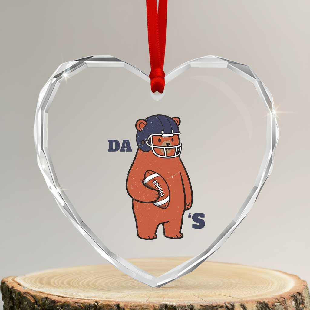 Cute Bear Holding Rugby Sport Fans Graphic Heart Crystal Glass Ornament TS02 Transparent Glass 3'' Heart Print Your Wear