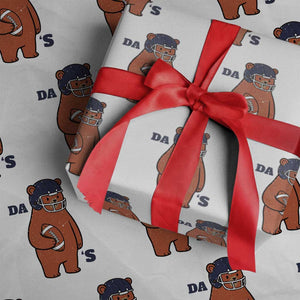 Cute Bear Holding Rugby Sport Fans Graphic Wrapping Paper Roll TS02 White Print Your Wear