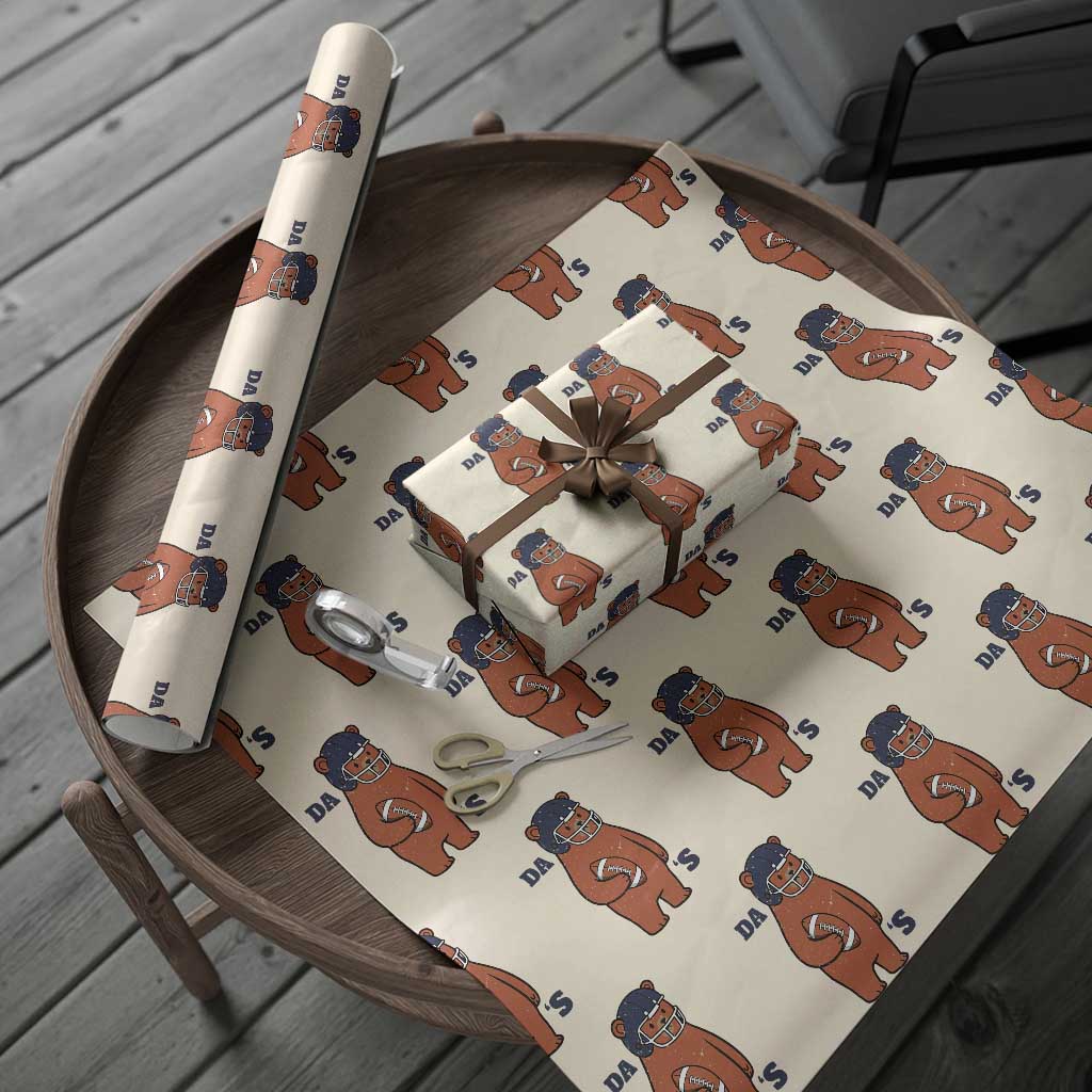 Cute Bear Holding Rugby Sport Fans Graphic Wrapping Paper Roll TS02 Beige Print Your Wear