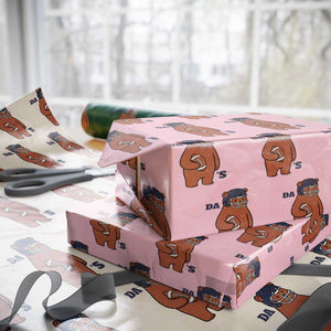 Cute Bear Holding Rugby Sport Fans Graphic Wrapping Paper Roll TS02 Light Pink Print Your Wear