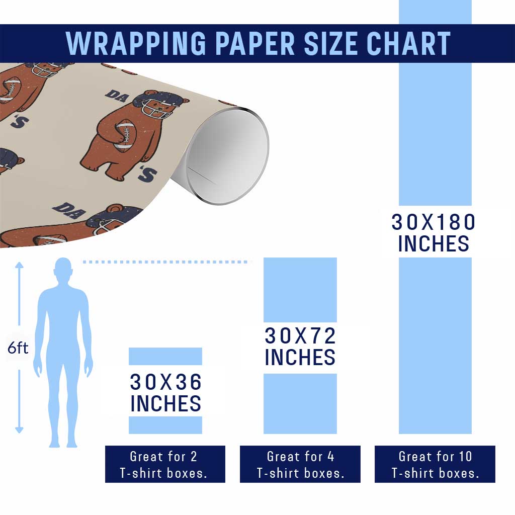 Cute Bear Holding Rugby Sport Fans Graphic Wrapping Paper Roll TS02 Print Your Wear