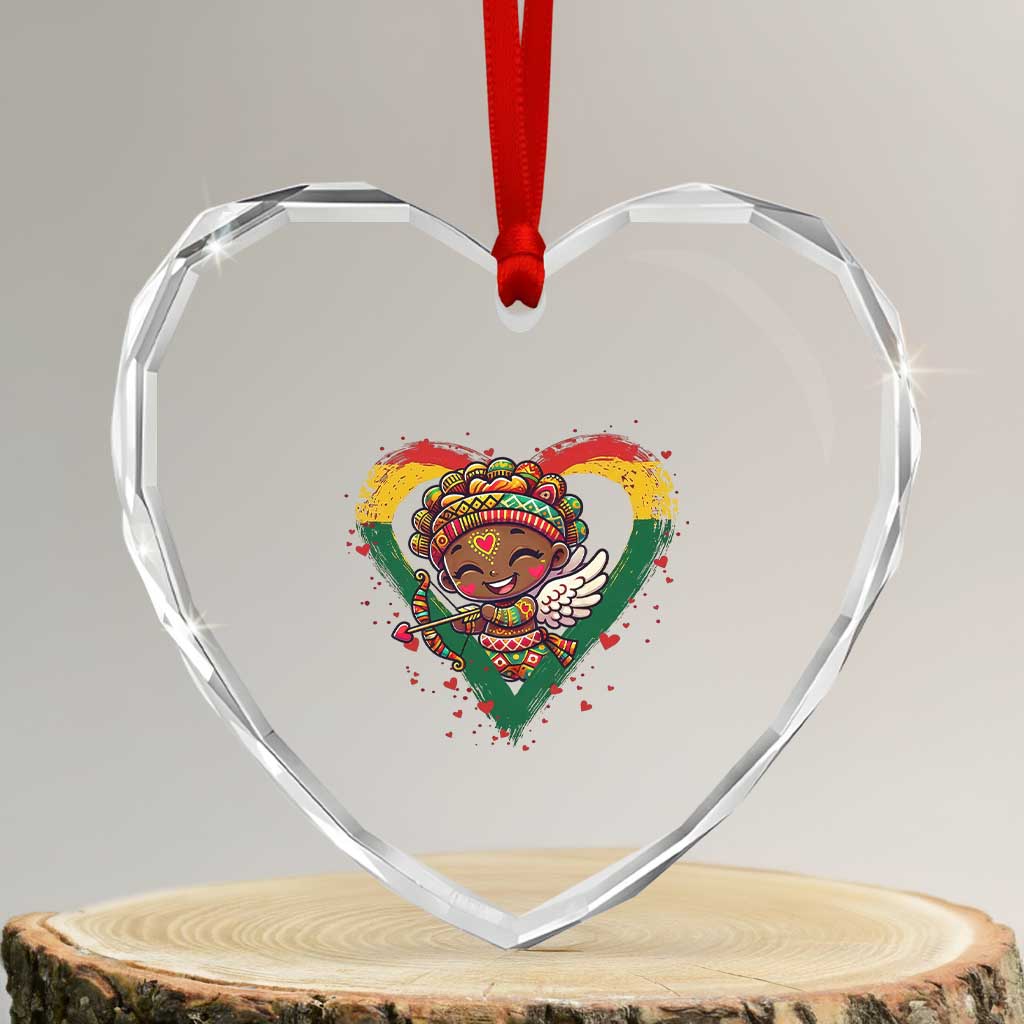 Cute Black Cupid Heart Crystal Glass Ornament Melanin Pride Valentines Day Gift TS12 Transparent Glass 3'' Heart Print Your Wear