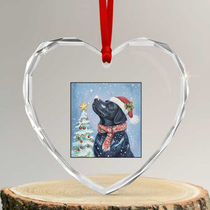 Cute Black Lab Christmas Heart Crystal Glass Ornament Holiday Dog Lover Gift Idea TS12 Transparent Glass 3'' Heart Print Your Wear