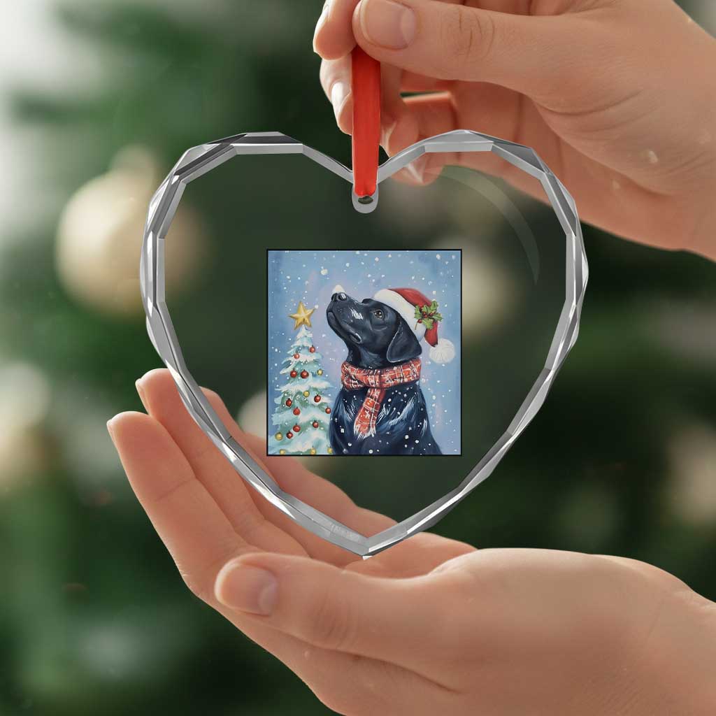 Cute Black Lab Christmas Heart Crystal Glass Ornament Holiday Dog Lover Gift Idea TS12 Print Your Wear