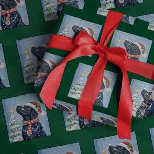 Cute Black Lab Xmas Wrapping Paper Roll Holiday Dog Lover Gift Idea TS12 Green Print Your Wear