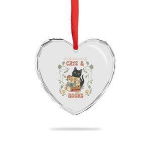 Cute Bookworm Gift Heart Crystal Glass Ornament Easily Distracted By Cats And Books TS12 Print Your Wear
